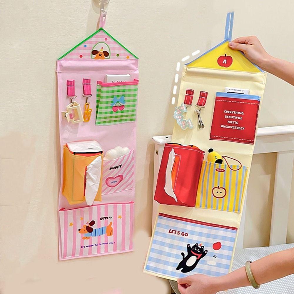 Multi-layer Wall Mounted Storage Bag Cute Sundries Organizer Cartoon Hanging Bag  Living Room