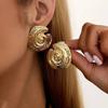 SHIXIN Vintage Metall Geometrisch Gewindeschraubenohrringe Damen Mode Goldfarbe Unregelmäßig Texturiert Wirbelohrringe Schmuck Geschenke