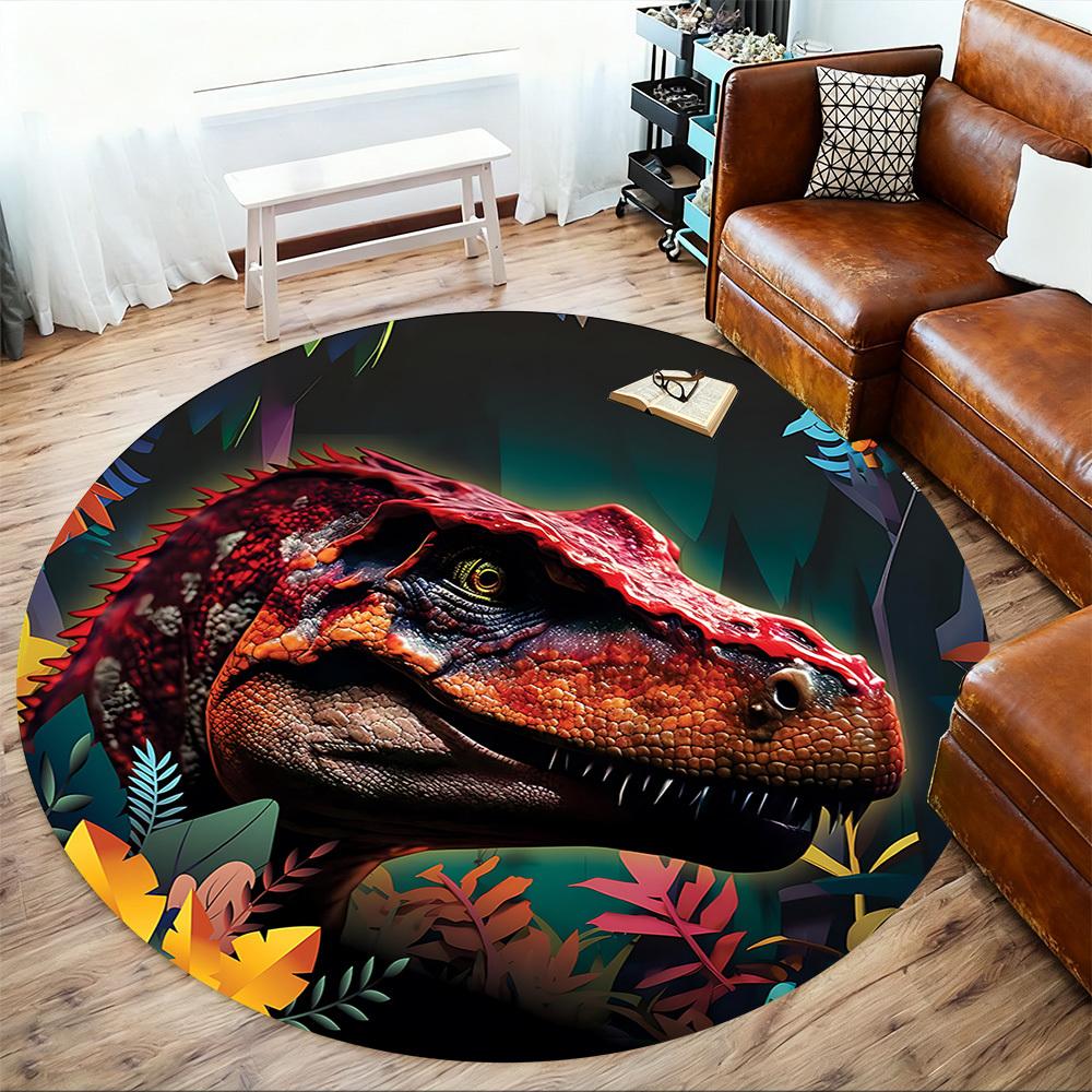 1pc dinosaur jungle Round Chair mat Area Rug - Non-Slip, Floor Mat for Office, Bedroom, and Indoor Decor c1125091