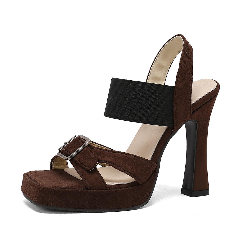 Fashion 2025 Summer New Platform Sandals Women Shoes Thick Heels Sandals High Heels Suede Fashion Ladies Sandalias De Mujer Size 32-46