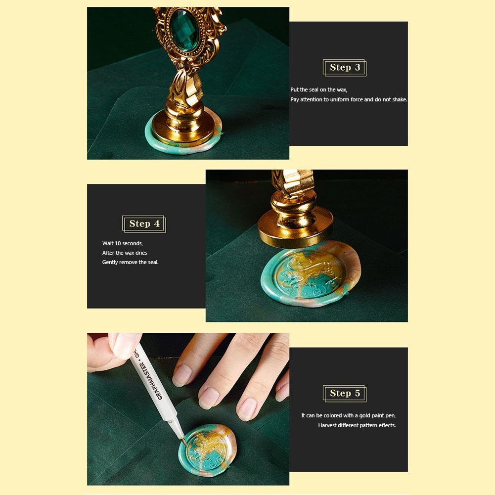 Sealing Wax Stamp Kit Stamp/Stamp Heads/Wax Beads Wax Sealing Stamp Kit Detachable Handle/Spoon/Round Wax for Gift Wrapping