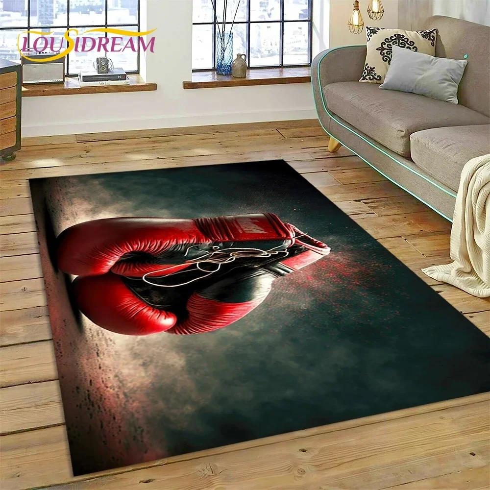 Boxerské rukavice Boxer Fight Kreslený koberec Koberec do obývacího pokoje Ložnice Domácí dekorace, Podložka na podlahu Protiskluzová Dekorace na pohovku Rohožka