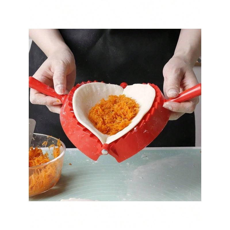 1pc Red Plastic Dumpling Mold, Pastry Pressure Mold, Suitable For Baking Tools