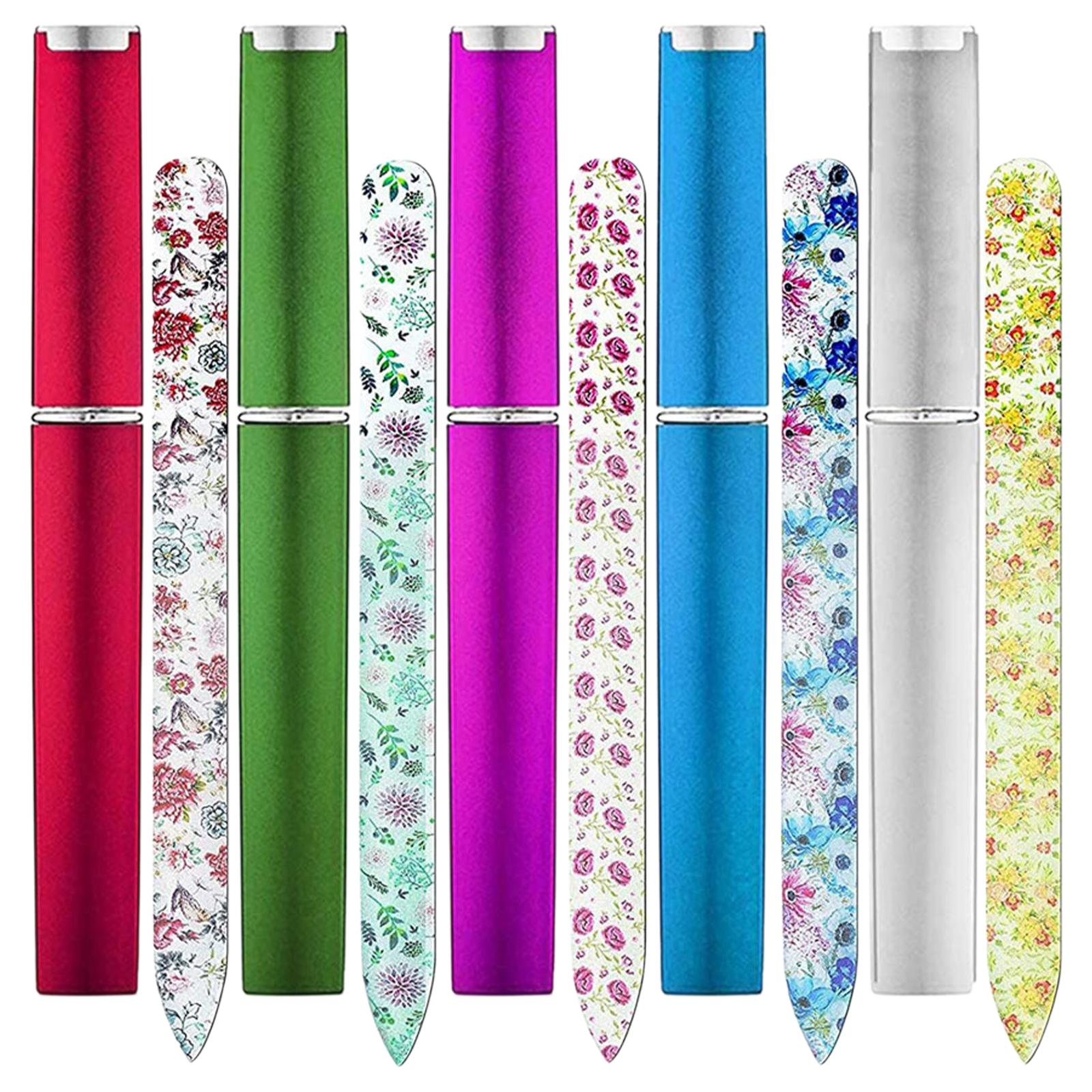 

5 шт. стеклянная пилочка для ногтей с футляром, хрустальные пилочки для ногтей, стеклянные пилочки для ногтей, толкатель кутикулы, маникюрный набор для женщин