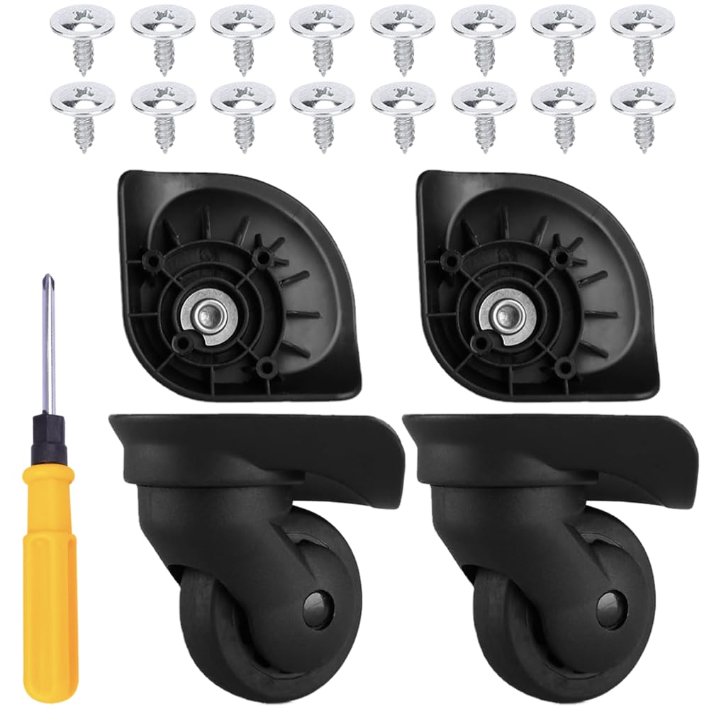 Ailunate Suitcase Caster Replacement Tire Kit, Carry-on Case Wheels, Rubber, Quiet, Repair Parts, Axle Replacement, A52, Set of 4