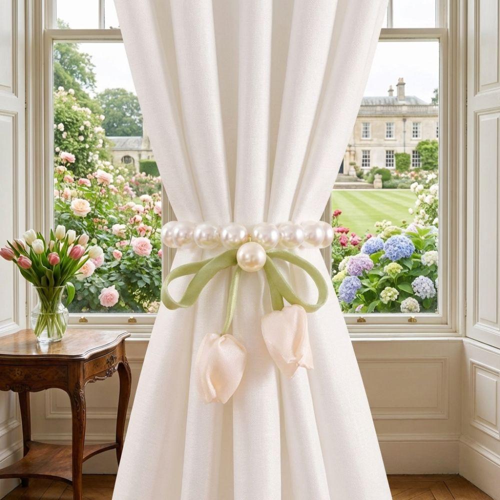Exquisite Magnetic Buckles Curtain Tiebacks Adjustable Tulip Curtain Straps  Dining Room