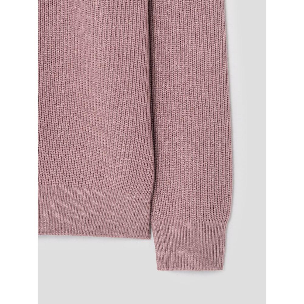 8SECONDS Sleeve Patch Detail Raglan Round Knit Dark Pink