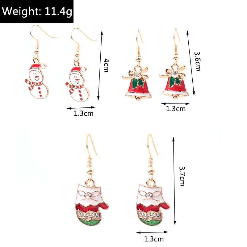 European and American Christmas Earrings: Santa, Tree, Snowman, Snowflake, Gloves