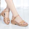 Large Size 43 Summer New Woman Sandals Mother 5CM Wedges Genuine Leather Sandals Slip Comfort Female Soft Bottom Sandals