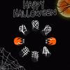 French Sparkling Press On Tips Halloween Black Cobweb Design Short Square Manicure Tips 24PCS Not Need Tools