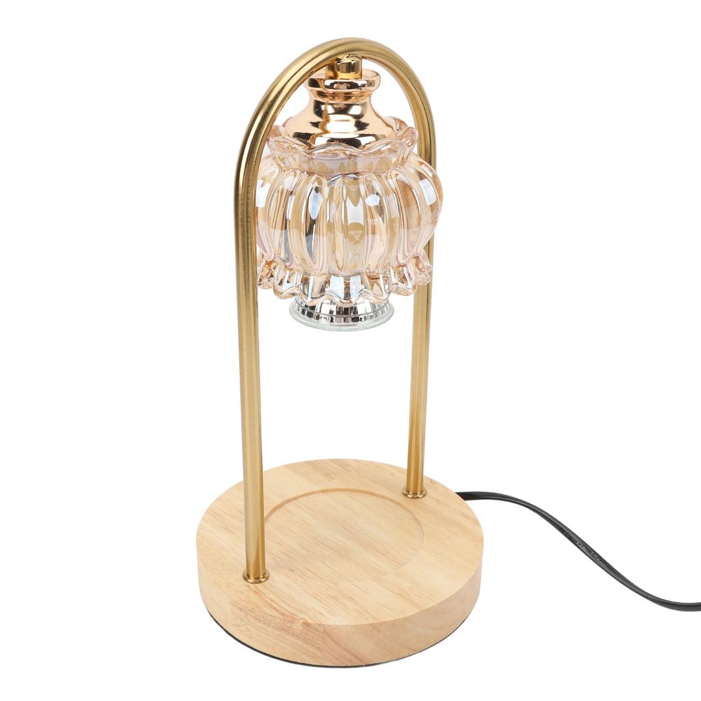 Candle Warmer Lamp Glass Dimmable Electric Scented Wax Melter with 2 50W Bulbs Wooden Base for Home Decor House Warming