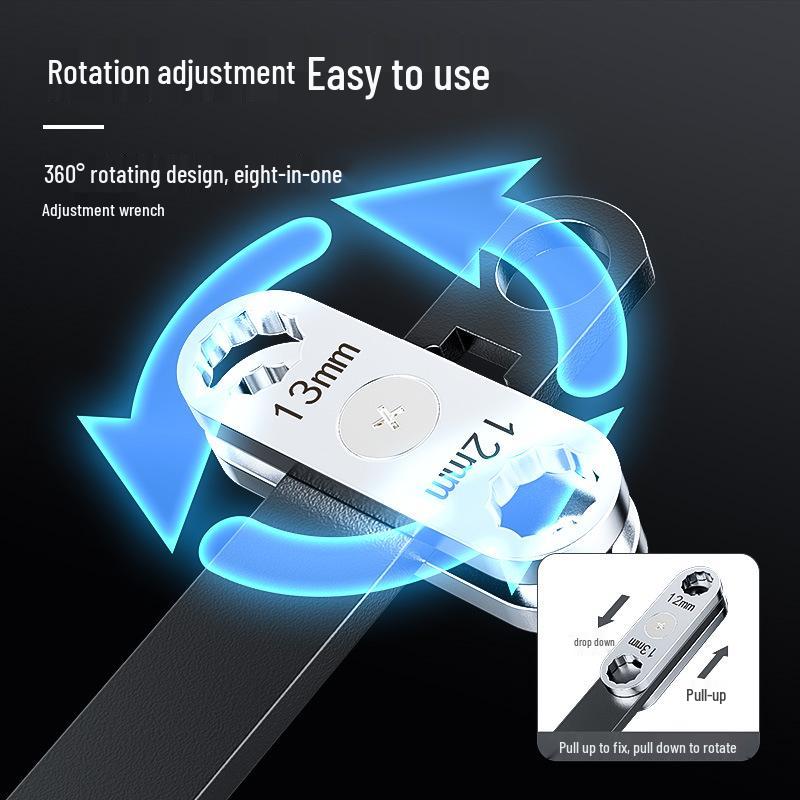 8-in-1 Dual-Use Rotatable Wrench: Open & Box-End Multifunction Auto Repair Tool