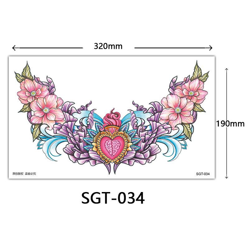 Flower Chest Tattoo Sticker, Chest Tattoo Sticker, Color Half Nail Large Picture Tattoo Sticker