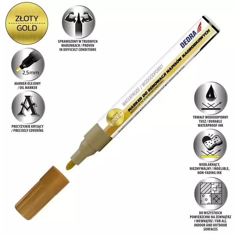 Marker Do Renowacji Napisów Nagrobkowych Kolor Złoty - Dedm89Z71