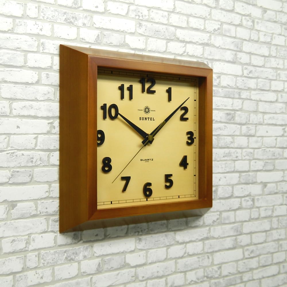 Santeru Square Wall Made in Clock, Brown, Japan, QL696-BR