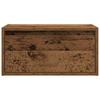 Wall Mounted Nightstand with LED Lights Vintage Wood Look
