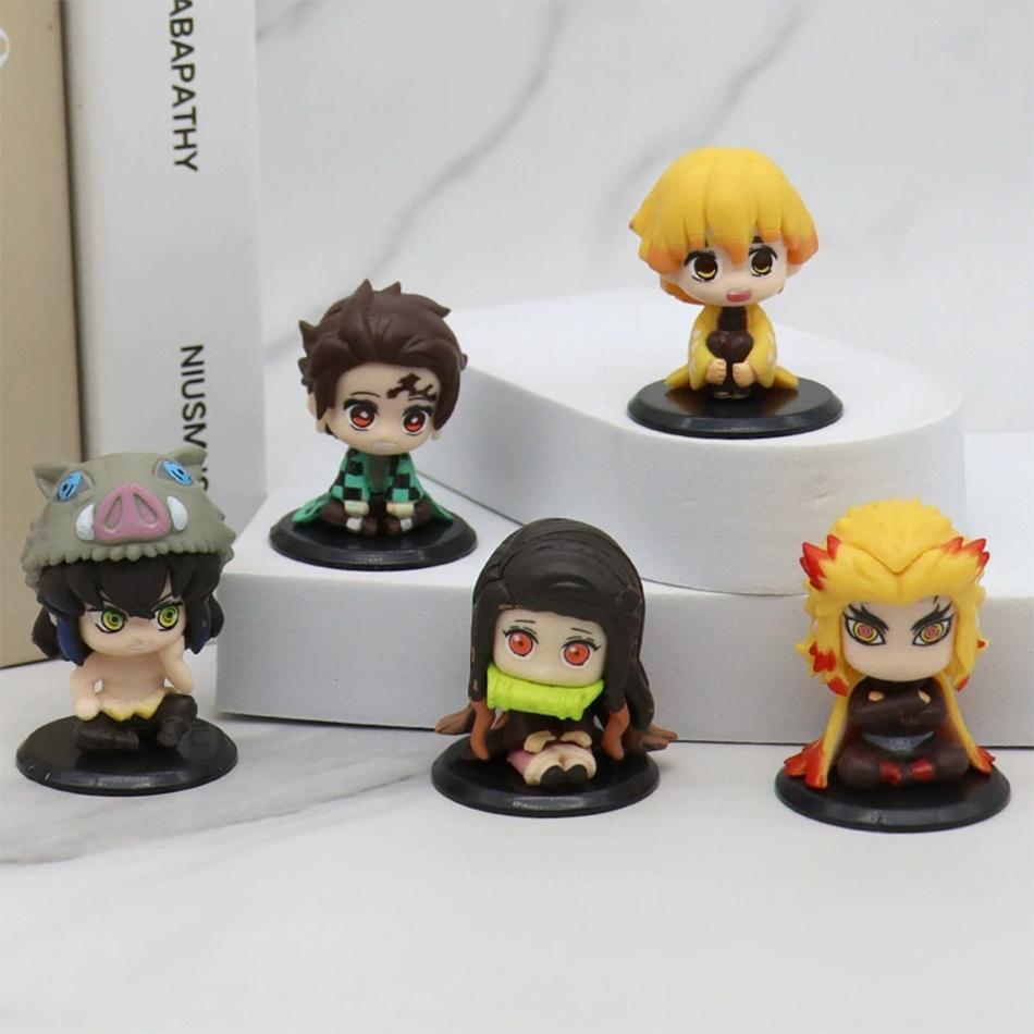 Q Posket Figure Demon Slayer Mini Figurine 5Pcs 10Pcs 12Pcs 15Pcs Sets Kimetsu No Yaiba Small PVC Dolls Desktop Decora