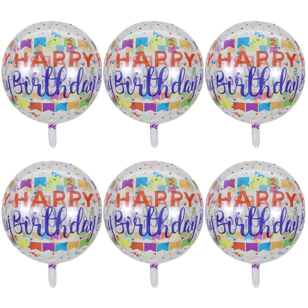 Pack of 2/4/6, 22-Inch 4D Round Transparent Colorful Aluminum Foil Balloons, Suitable for Birthday Parties, Birthday Gatherings, and Birthda