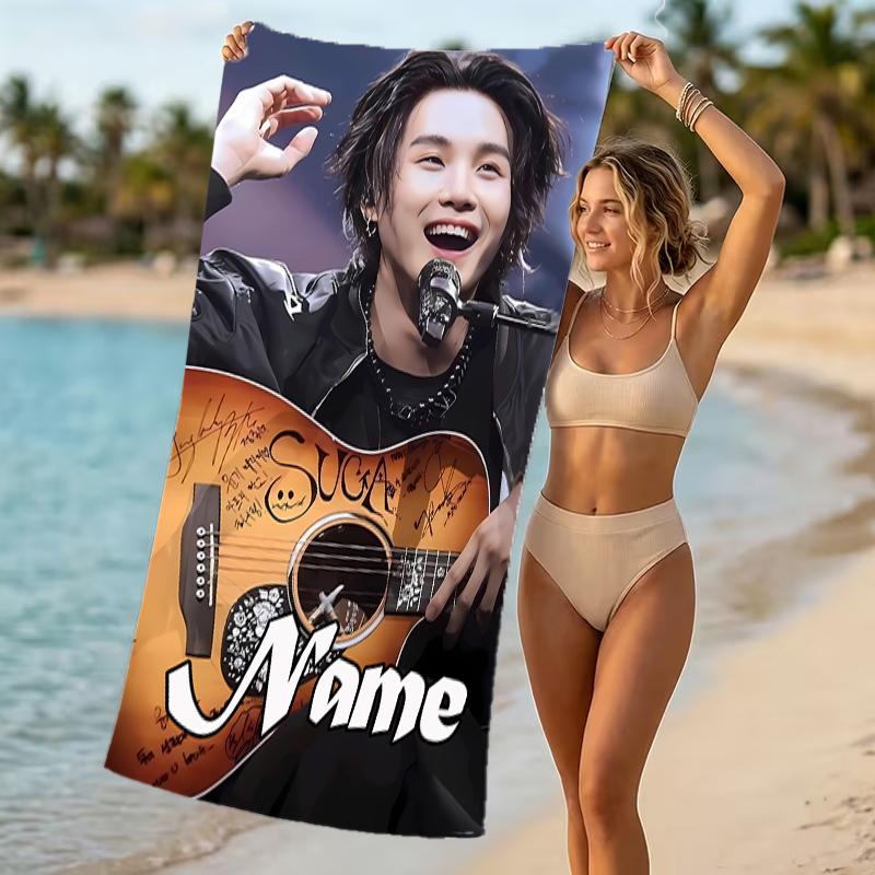 Customizable personalized beach towels Jimin themed designs.Suitable for the beach, yoga, sports;ideal as beach accessories