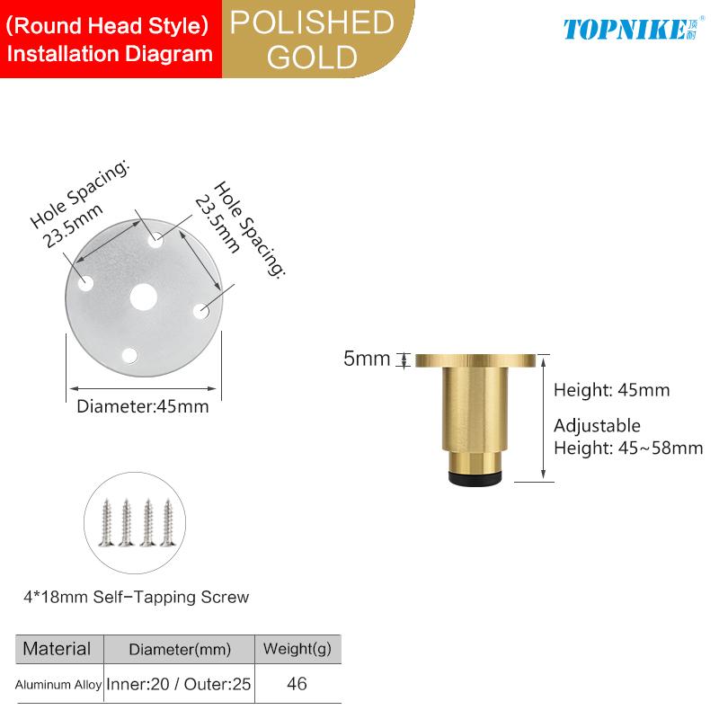 

Aluminum Alloy Adjustable Support Legs Furniture Metal Legs Brackets Cabinet Foot Replacement Desk Legs End Table Legs Bed Feet 2 pcs