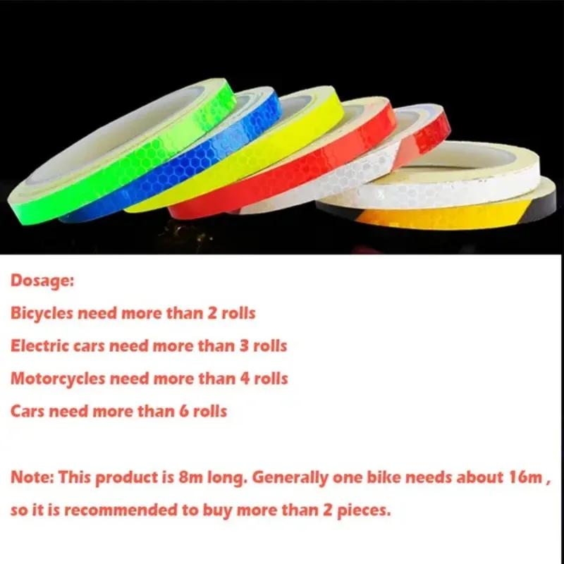 1 Pc 8m Car Styling Reflective Stripe Tape Motorcycle Bike Body Rim Wheel Stripe Tape Stickers Decorative