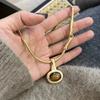 Tiger Eye Stone Pendent Necklace Women's Fashion Jewelry Accessory Coffee Color Chain Beads Jewelry Accessories