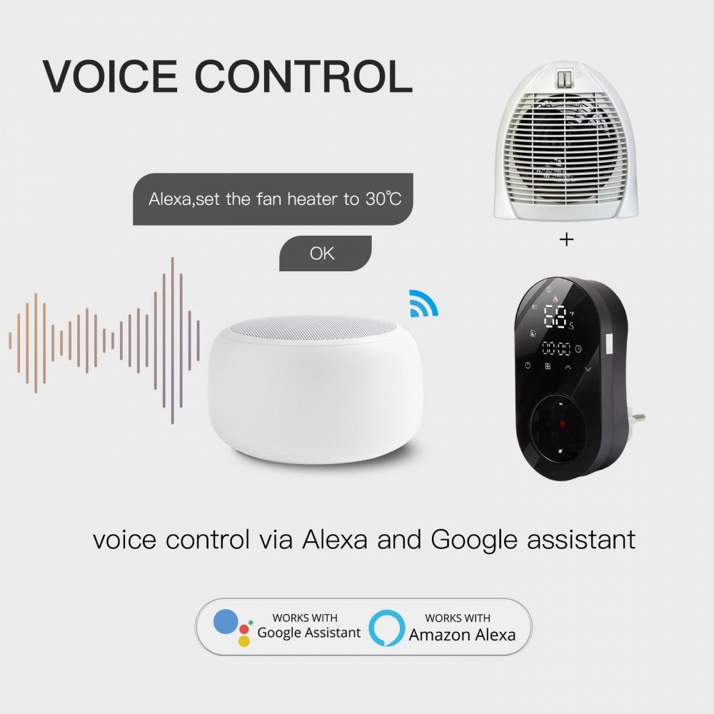 Tuya Smart WiFi LED Thermostat EU Plug Timer Outlet Heating And Cooling Mode 16A APP Remote Control Work With Alexa Google Home