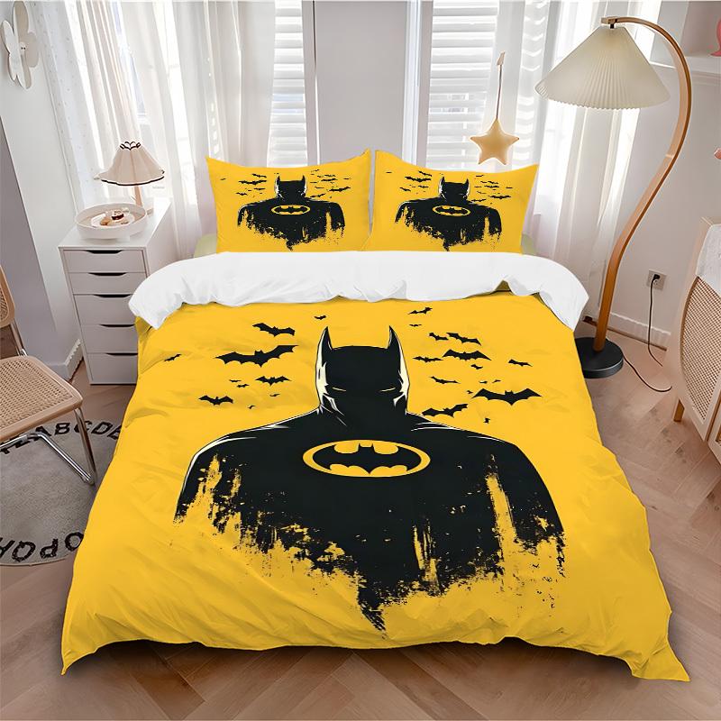

3pcs Batman Bedding Set, Soft Polyester Duvet Cover and Pillowcases Machine Washable Seasons all suitable & Guest Room Decor312 135x200cm