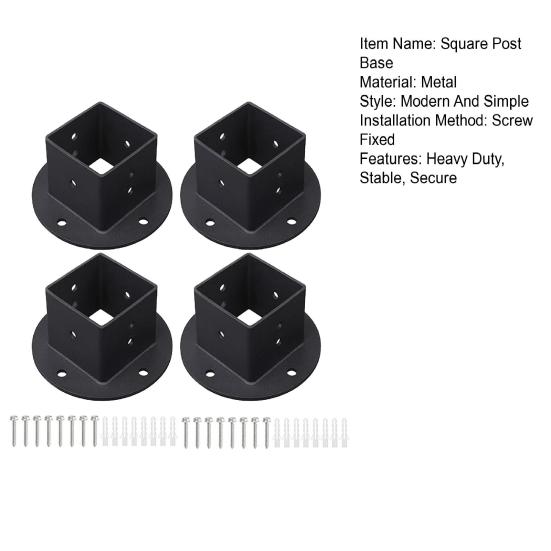 Square Column Bracket 2" x Post Base, Heavy Duty Floor Flange Deck Fence Pergola for 2 Inch Post, Railing, Porch Handrails, Mailbox
