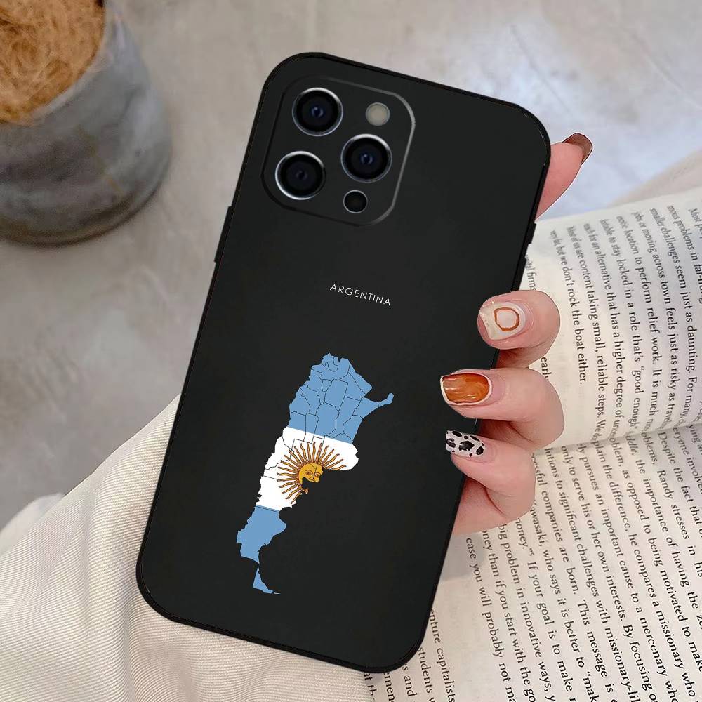 

A-Argentina Football Fan Support F-Flag Phone Case For iPhone 17,16,15,14,13,12,11 Plus,Pro Max,XS,Soft Silicone Black Cover iPhone11ProMax