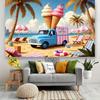 2D Whimsical Ice Cream Truck Backdrop for Kids Summer Birthday