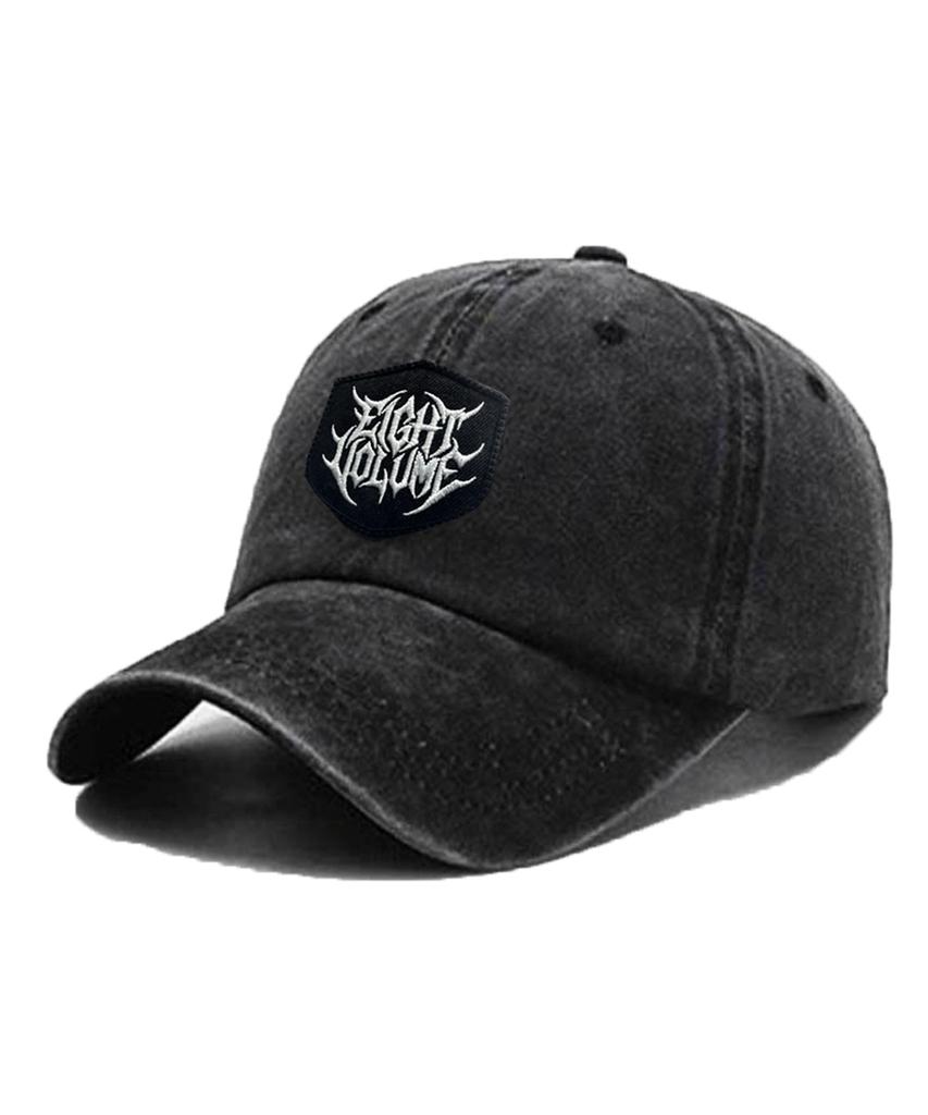 EIGHTVOLUME Ev Metal Logo Vintage Washed Basic Ball Cap (Black)