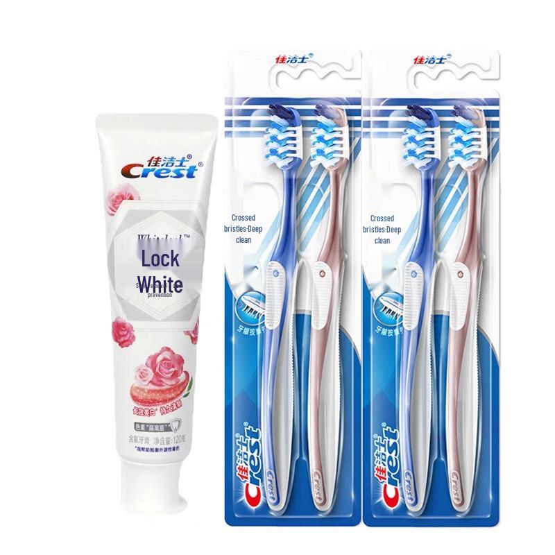 

Crest Dual-Color Rose Whitening Toothpaste with 4 Toothbrushes