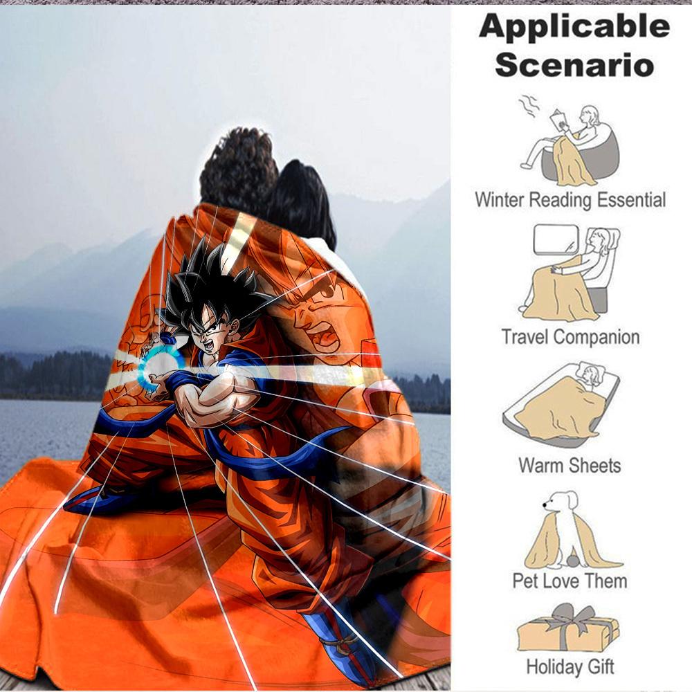 1PC Goku, DragonBall Blanket Soft Warm All Season Throw for Sofa, Bed, Car, Office Vibrant Colorful Design, Durable & Cozy Gift