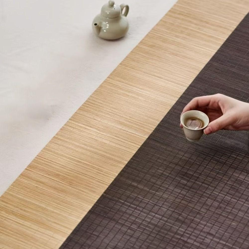 Japanese Style Natural Bamboo Tea Table Runner Vintage Insulated Table Pad Cutting Traditional Placemat Office