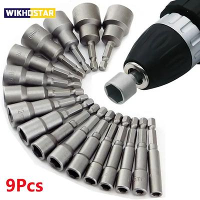 9 pz/set 5mm-13mm Bussole Esagonali Manicotti Ugelli Set Avvitatore per Dadi Set Cacciaviti Set di Inserti Utensili Chiavi a Bussola