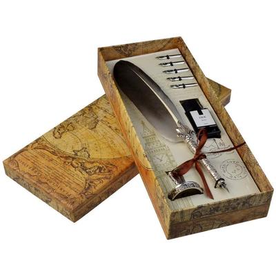 Quill Pen and Ink Set, Antique Dip Feather Pen Set Calligraphy Pen Set Writing Quill Ink Dip Pen with Ink Pen Holder Gift Set ASSORTED COLOR