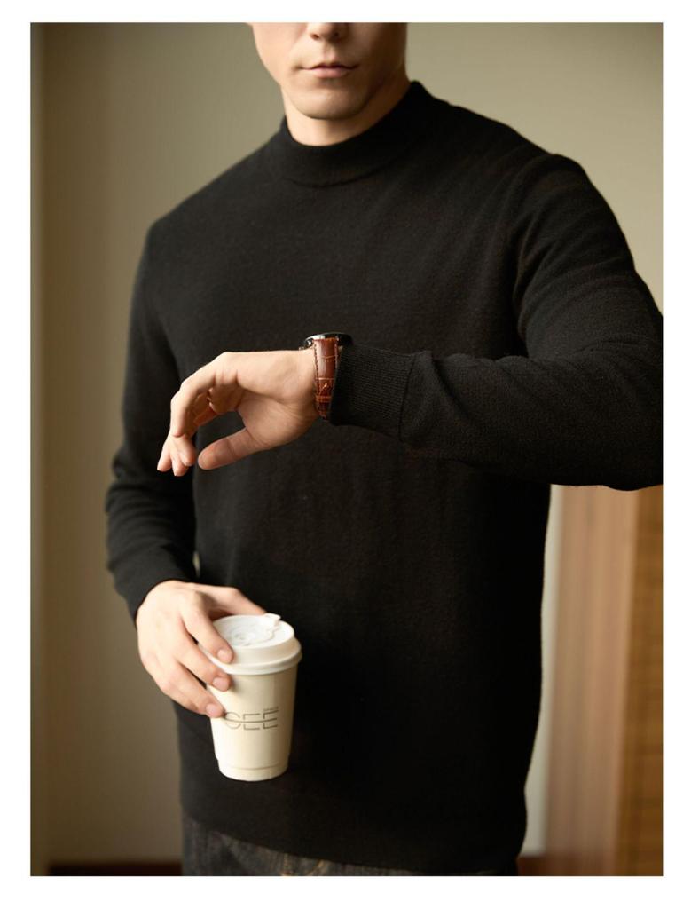 Men's Round Neck Knit Sweater: High-End Autumn Winter Style