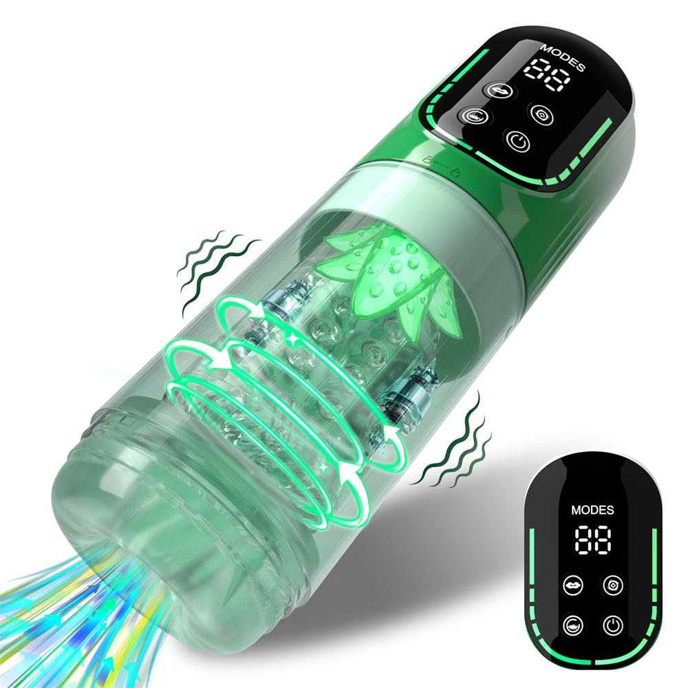 Adult Supplies Telescopic Sucking Male Masturbator Cup Electric Rotation Tongue Licking Vibrator Penis Trainer Sex Toys for Men