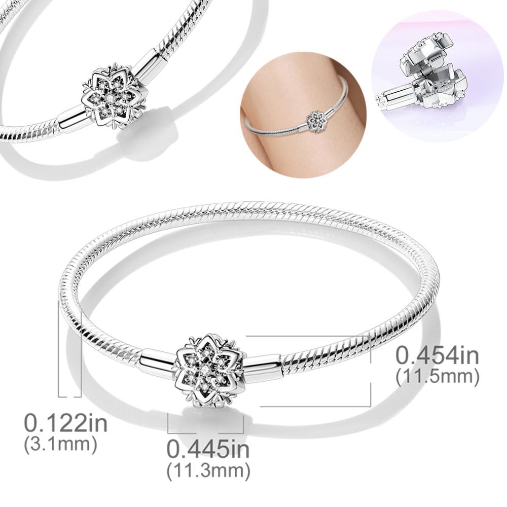 New 925 Sterling Silver Sparkling Fatima Hamsa Hand Snake Basic Chain Bracelet Fit Original Charm Beads Diy Women Design Jewelry