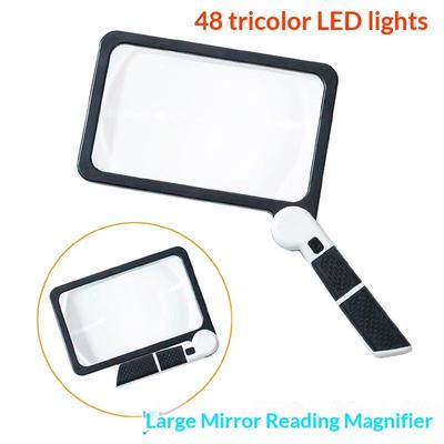 Lente d'ingrandimento portatile 5X per la lettura, lente d'ingrandimento grande illuminata per intera pagina con 48 luci LED, lente quadrata per anziani, regalo