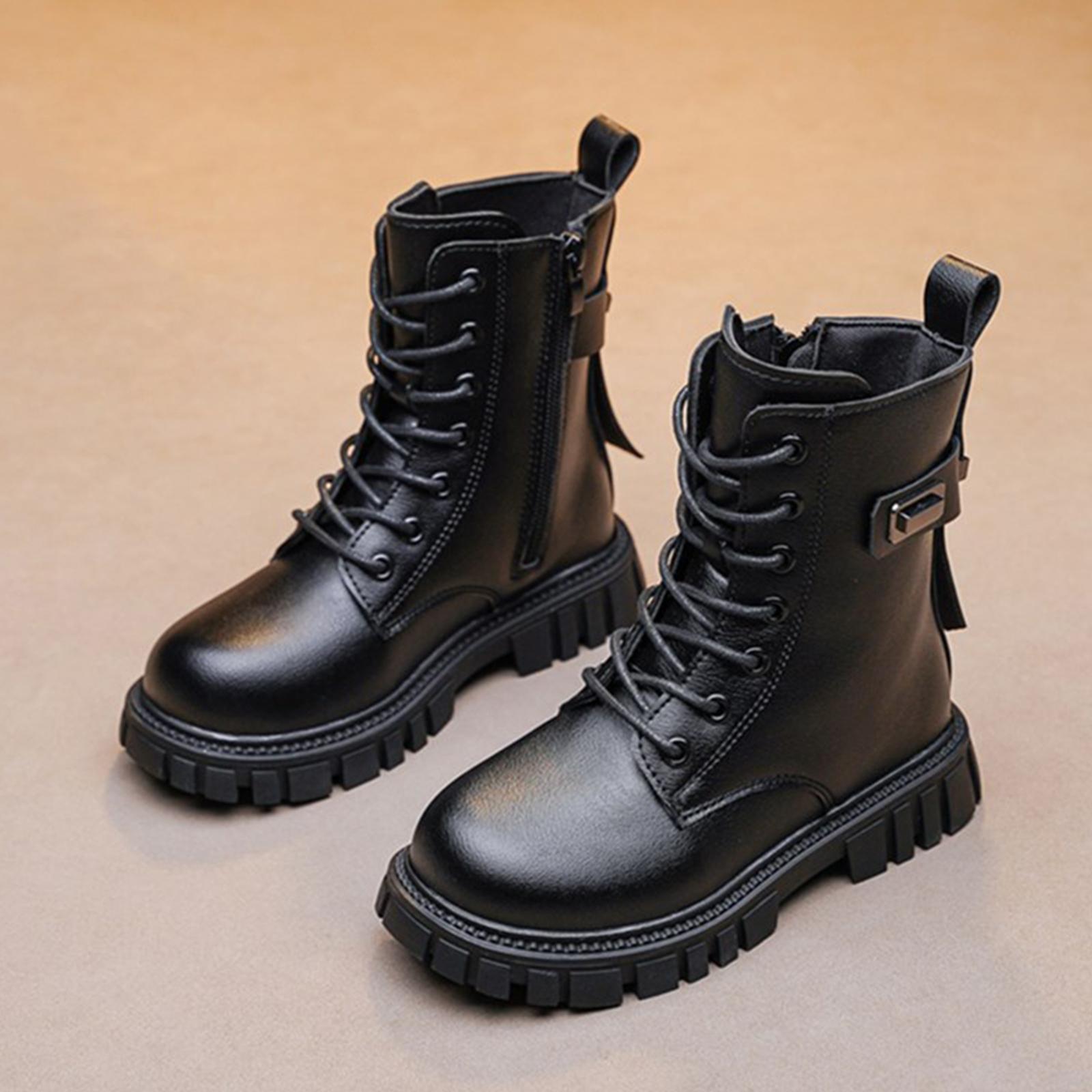 

Children s Boots Single Boot British Student Laced Side Zipper Short Boots 31 чорний