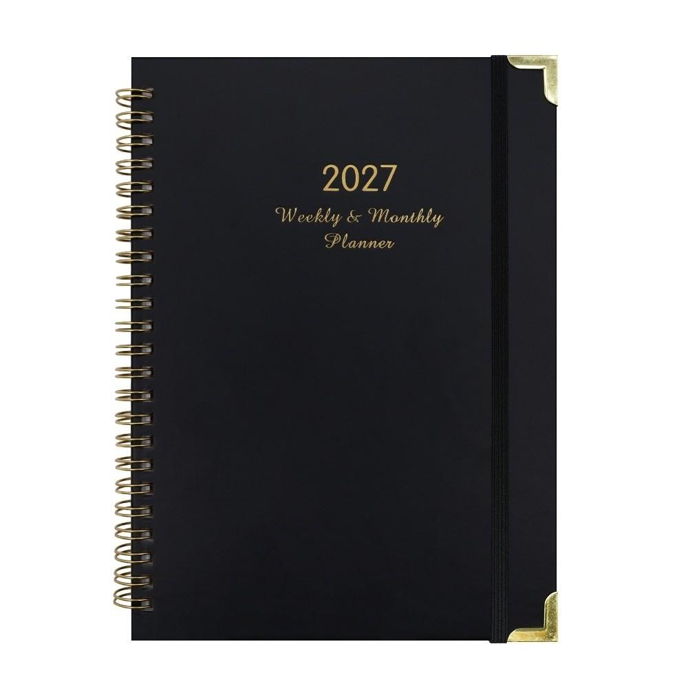 Paper Made 1117 Weekly Planner Solid Color Twin Wire Binding Floral Spiral Notebook Flexible Cover Tab Divided A1 Agenda Book