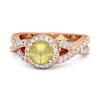 Lemon Quartz Halo Accents Ring -925 Sterling Silver Rose Gold Vermeil