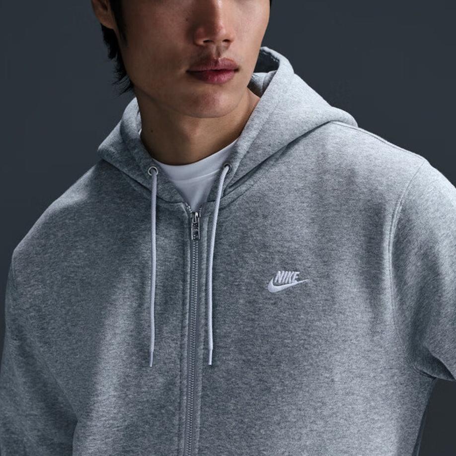 Nike Sportswear Club Fleece Full-Zip Hooded Jacket Men's Dark Grey Heather FN3862-063