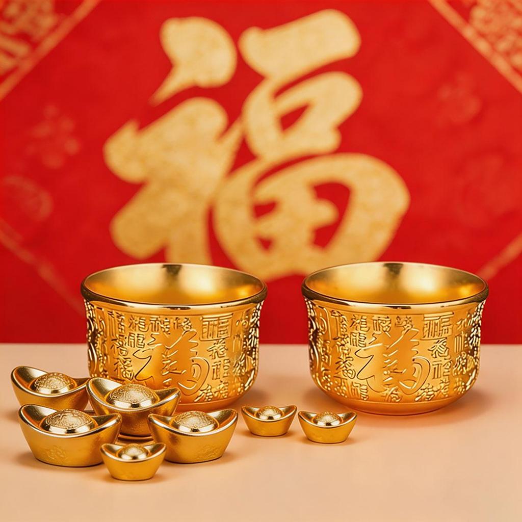 Festive Decoration Offering Cup, for Worshiping God of Wealth and Buddha, Bai Fu Cup, Offering Wine Cup