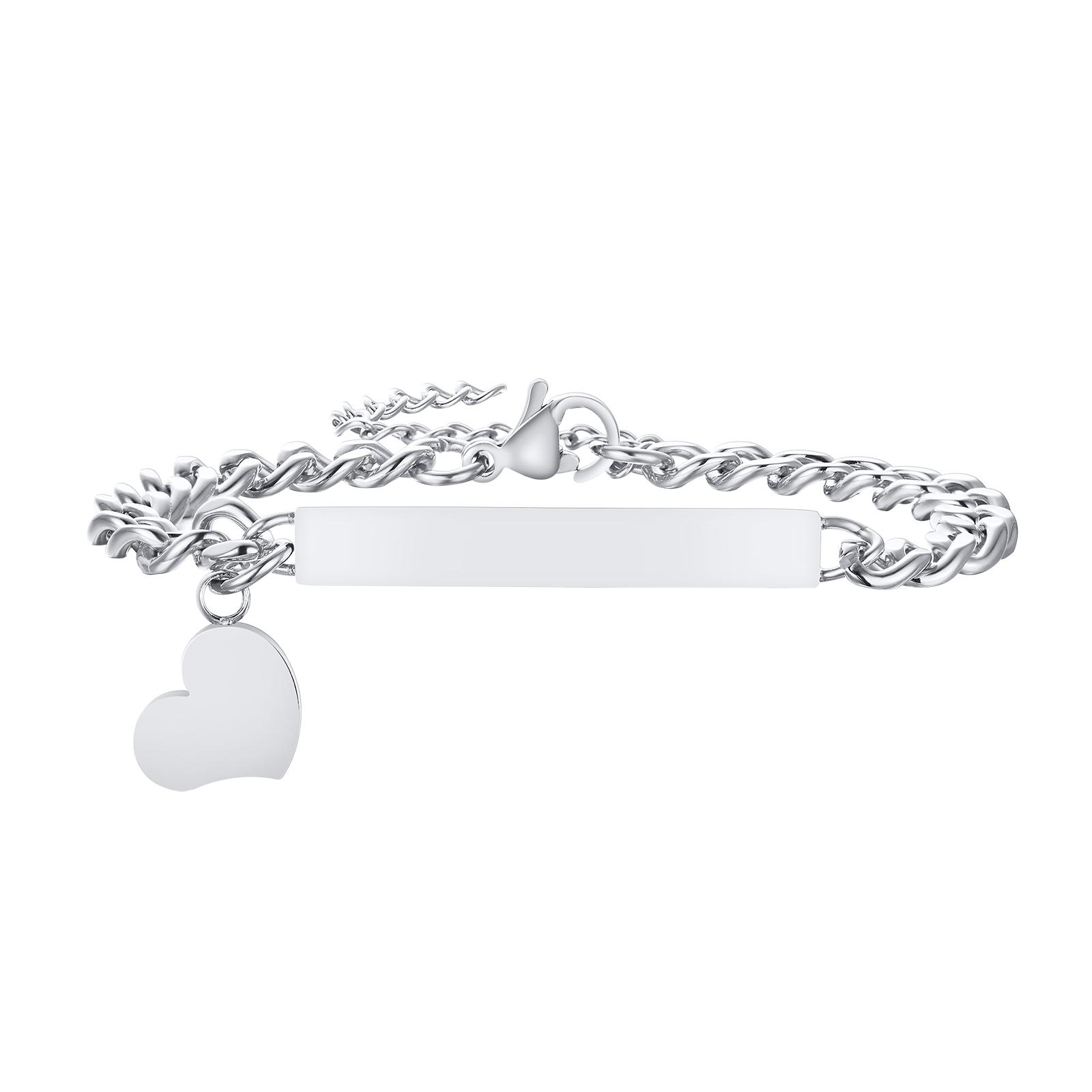 

Customized ID Bracelet for Women, Stainless Steel Heart Bracelet,engraved Personalized Frienship Valentine s Day Gift