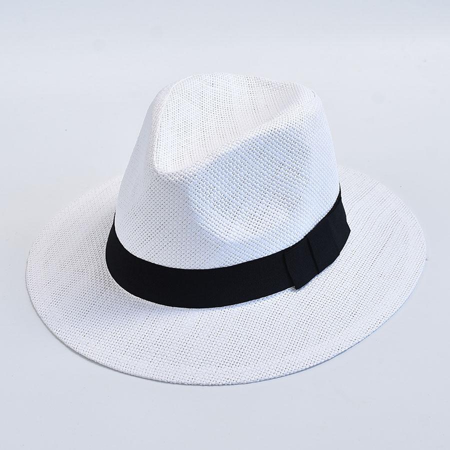 Chapeaux d'été décontractés en paille pour femmes hommes Panama Trilby Chapeau Jazz Protection UV Extérieur Chapeau de Plage Bonnet