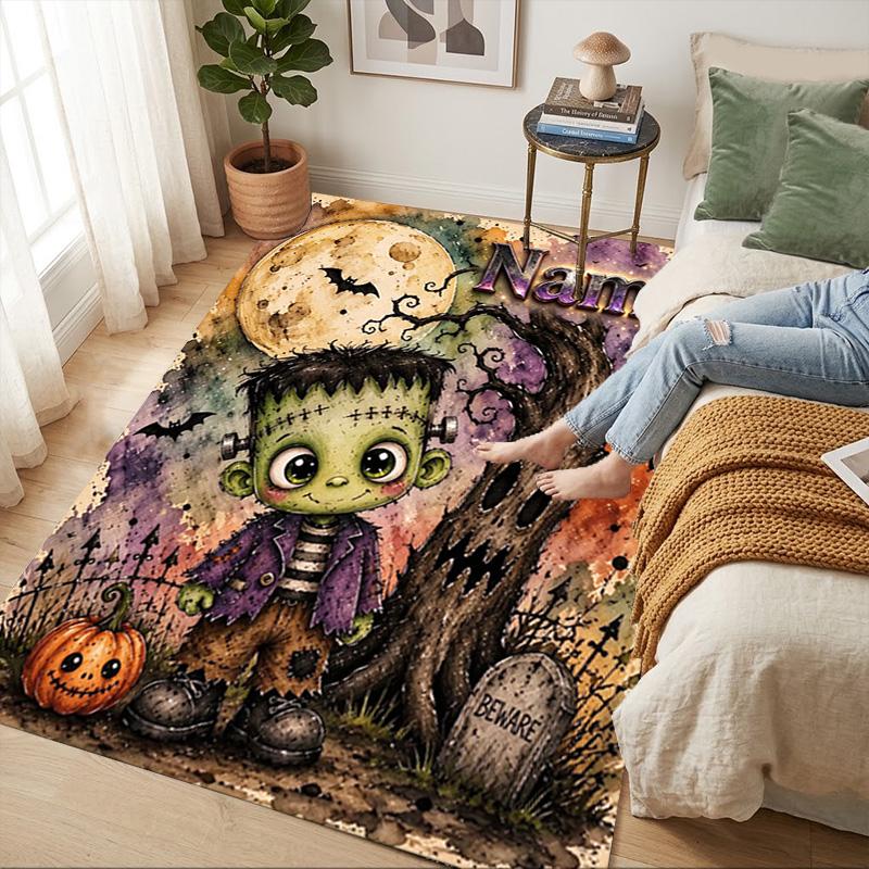 Custom Name Halloween Monster Carpet Rug for Bedroom Living Room Home Sofa Decoration,Playroom Sofa Office Home Decor Game Large Decor Floor Mat