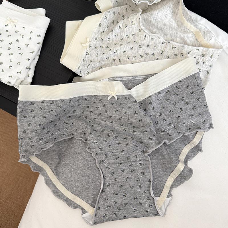 Girls Sweet Little Floral Cotton Crotch Briefs Panties